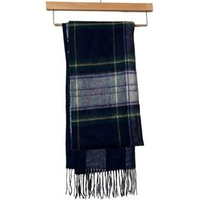 J.CREW green purple & white plaid wool blend blanket scarf